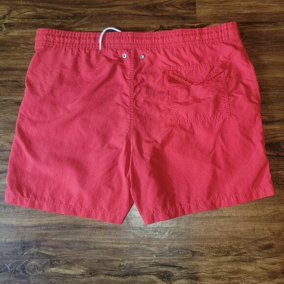 Polo Ralph Lauren Swim Shorts Mens Large Mesh Lined Red Polyester Pockets FLAW - Picture 5 of 16